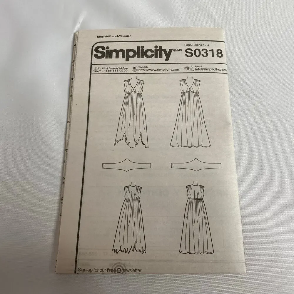 Simplicity S0318 Fairy Costume Sewing Pattern Women 8-18 Gothic Whimsigoth UNCUT